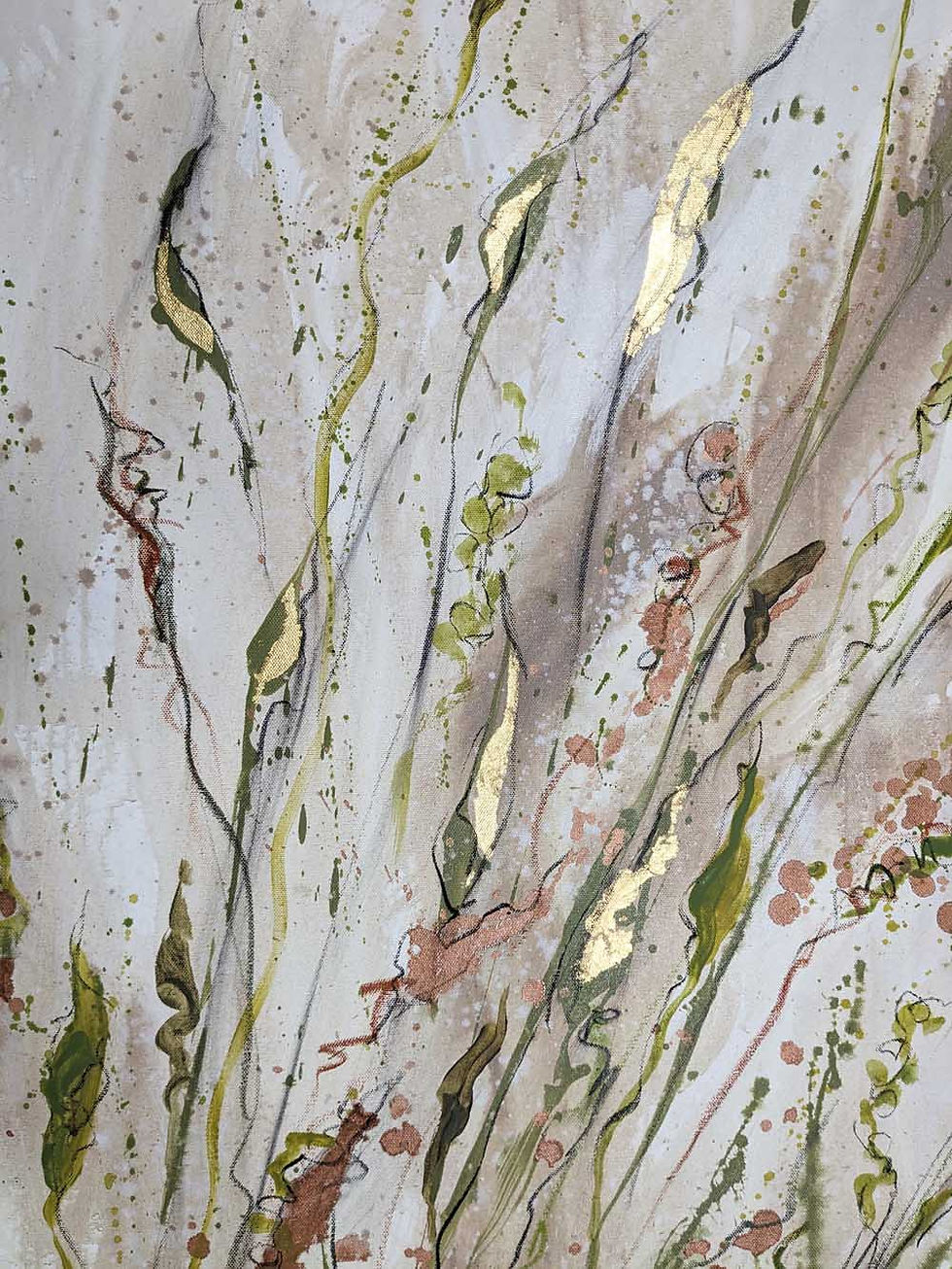 Thumbnail: Wildflowers Green, Gold and Copper Painting