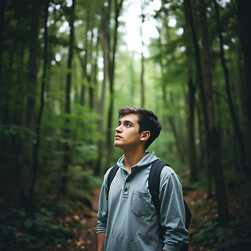 Young man in the woods thinking.jpg