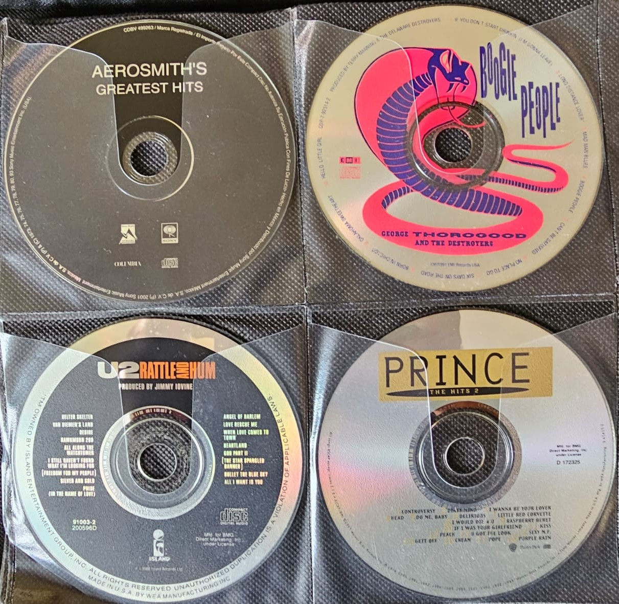 CDS AEROSMITHS GREATEST! GEORGE T & THE DESTROYERS! U2! PRINCE HITS 2