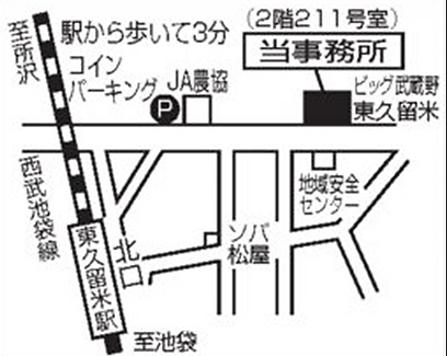 東久留米市の柴原税理士事務所の地図