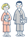 健康診断着の男女のイラスト