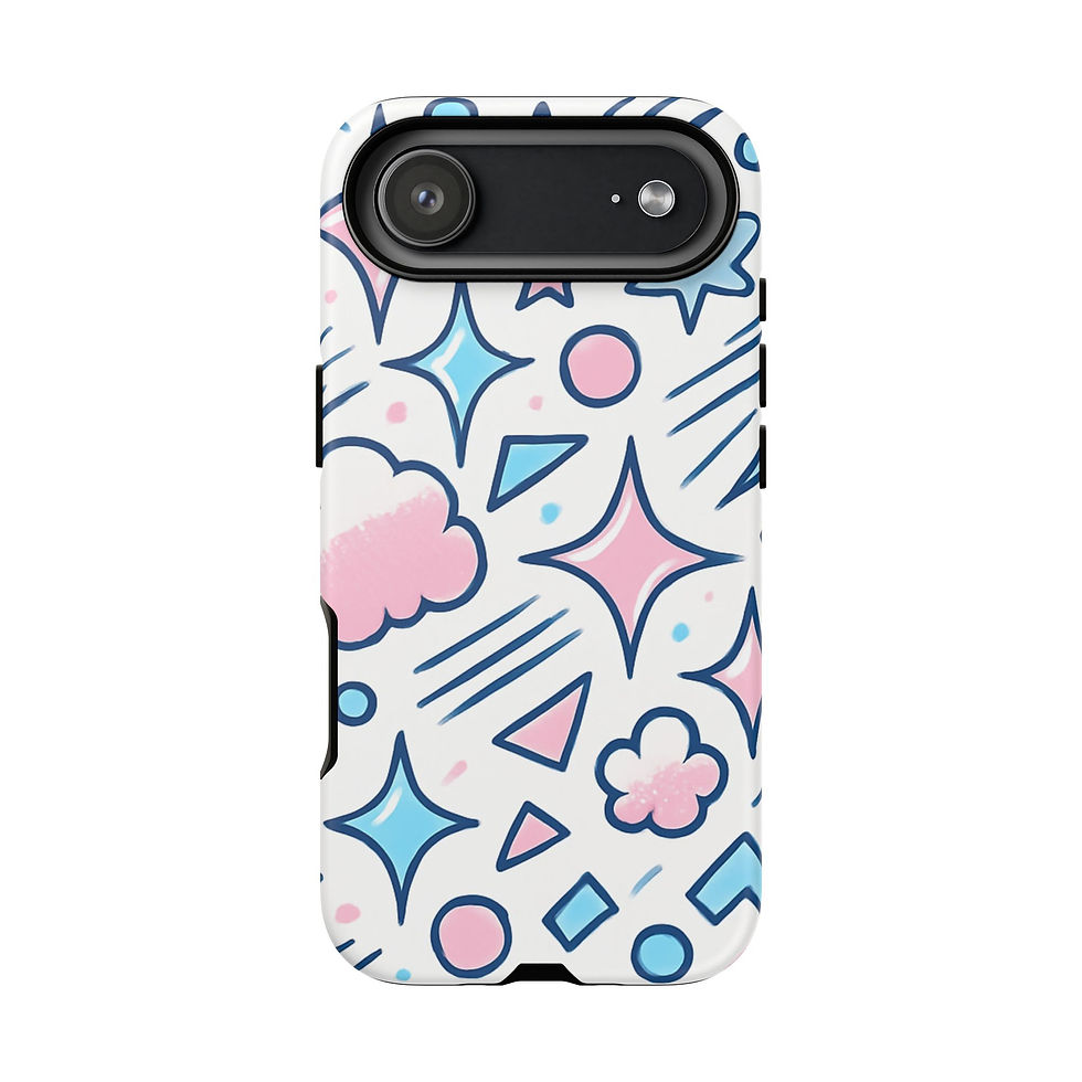 Thumbnail: Pastel Geometric Phone Case — Cute Stars, Clouds & Shapes Protective Cover