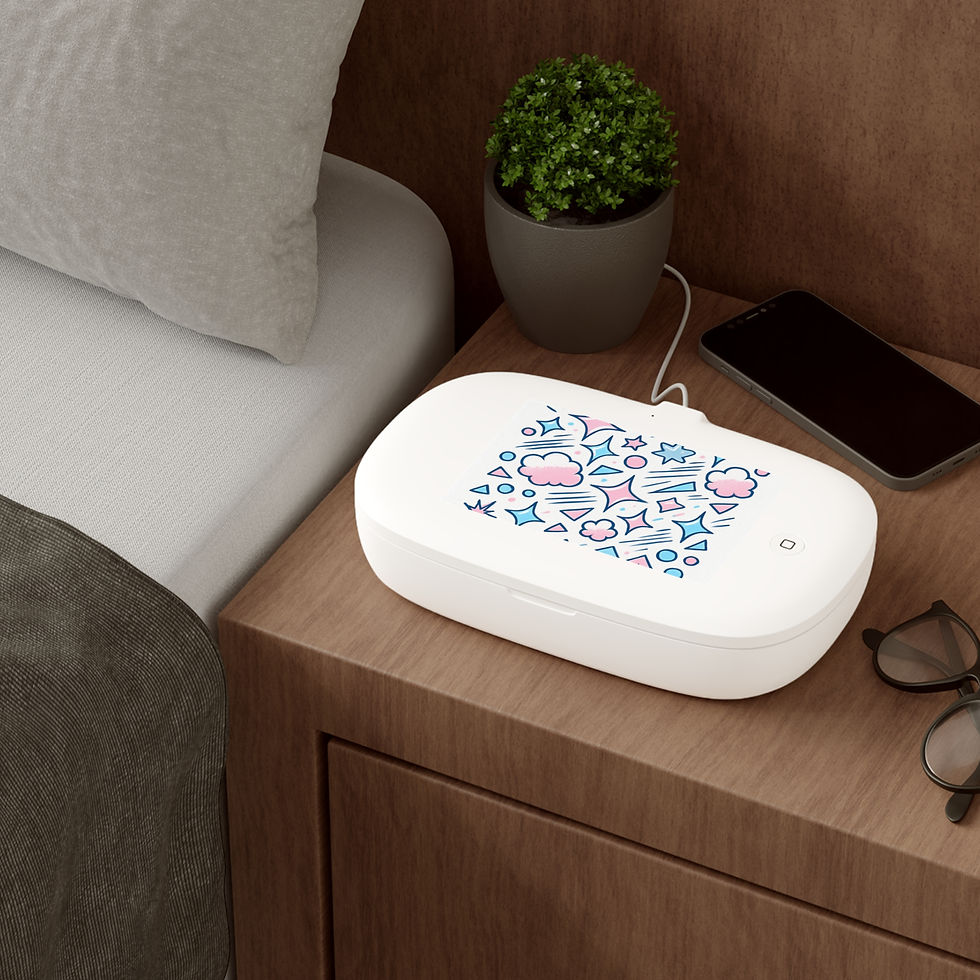 Thumbnail: UV Phone Sanitizer & Wireless Charging Pad — Pastel Sparkle Design