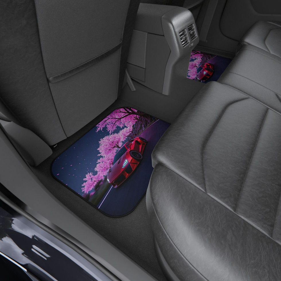 Thumbnail: Cherry Blossom Sports Car Car Mats (Set of 4)