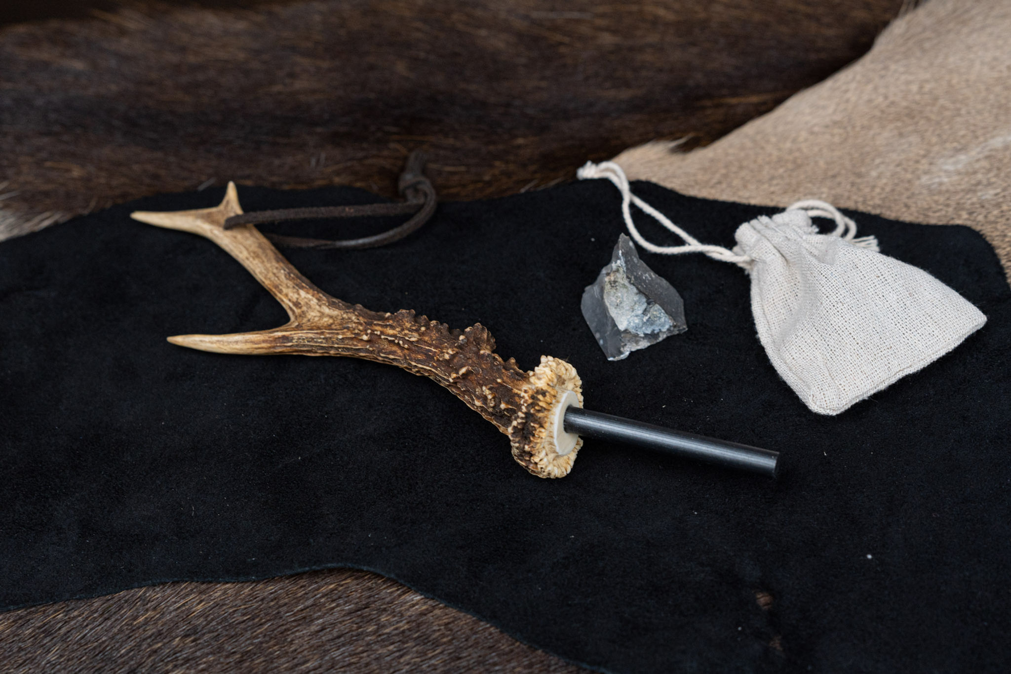 Feuerstahl groß - Geweihgriff