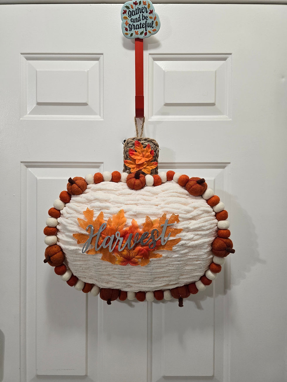 Thumbnail: Harvest Thanksgiving Wreath with Silver Plated Harvest Sign
