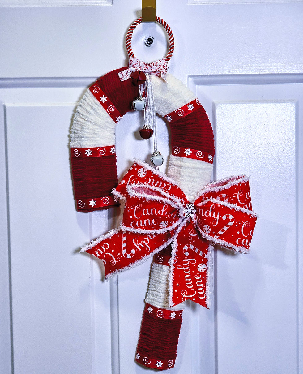 Thumbnail: Candy Cane Christmas Wreath 20.87 Inch Plush Decor