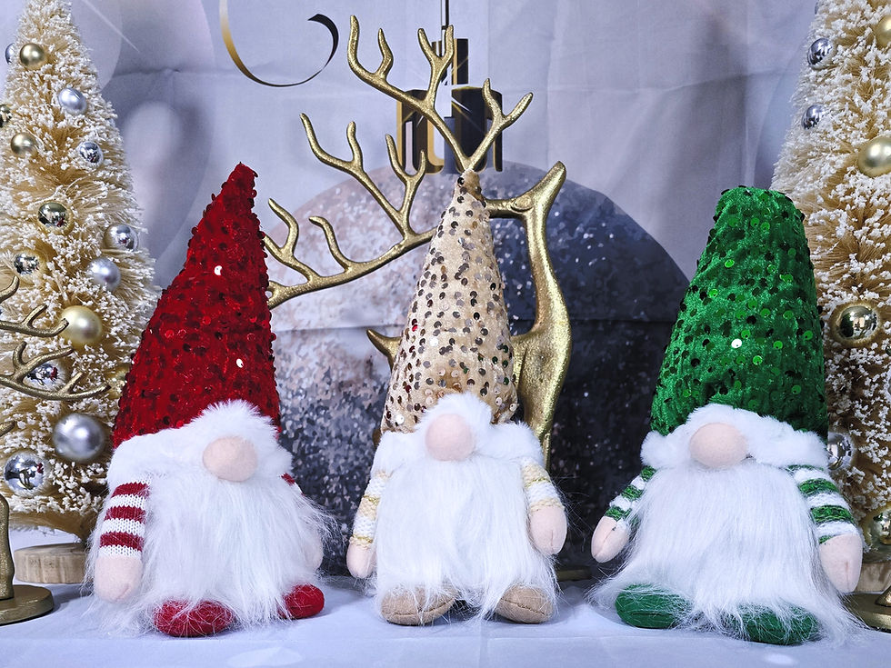 Thumbnail: Christmas Elf Gnome LED Night Light Sequined Hat Decor