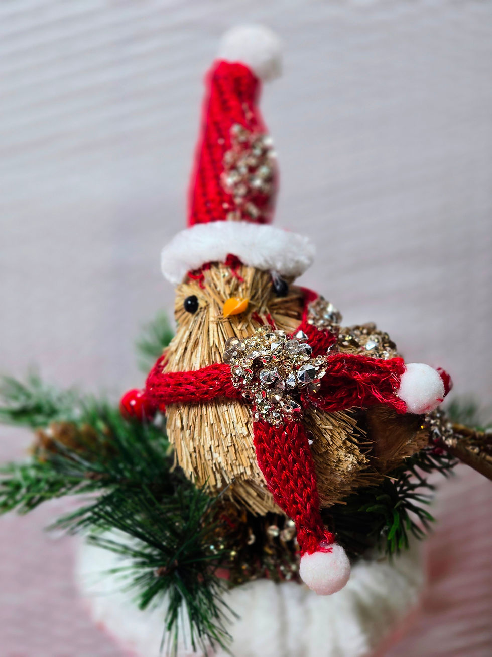 Thumbnail: Christmas Bird Tree Topper  Repurposed Bed Spring with Sequined Hat