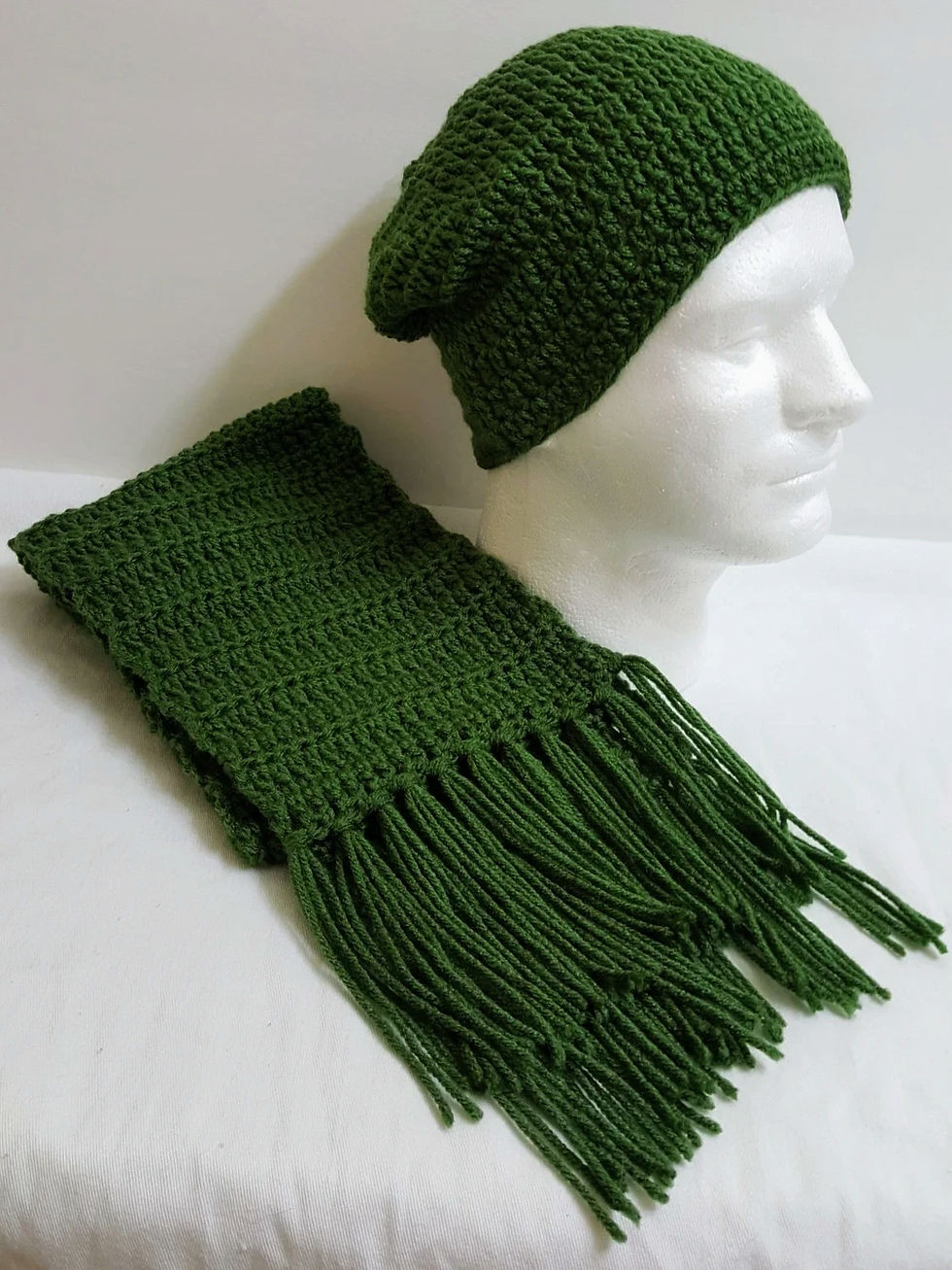 Thumbnail: Crochet Hat & Scarf Set for Men & Women Thyme Green
