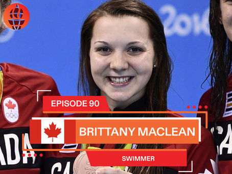 Brittany MacLean celebrating winning a medal
