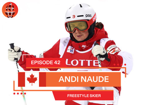 Andi Naude skiing in moguls