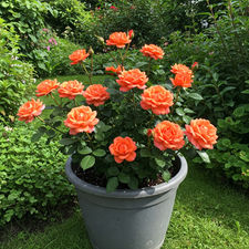 Rosier orange en pot pour jardin balcon terasse
