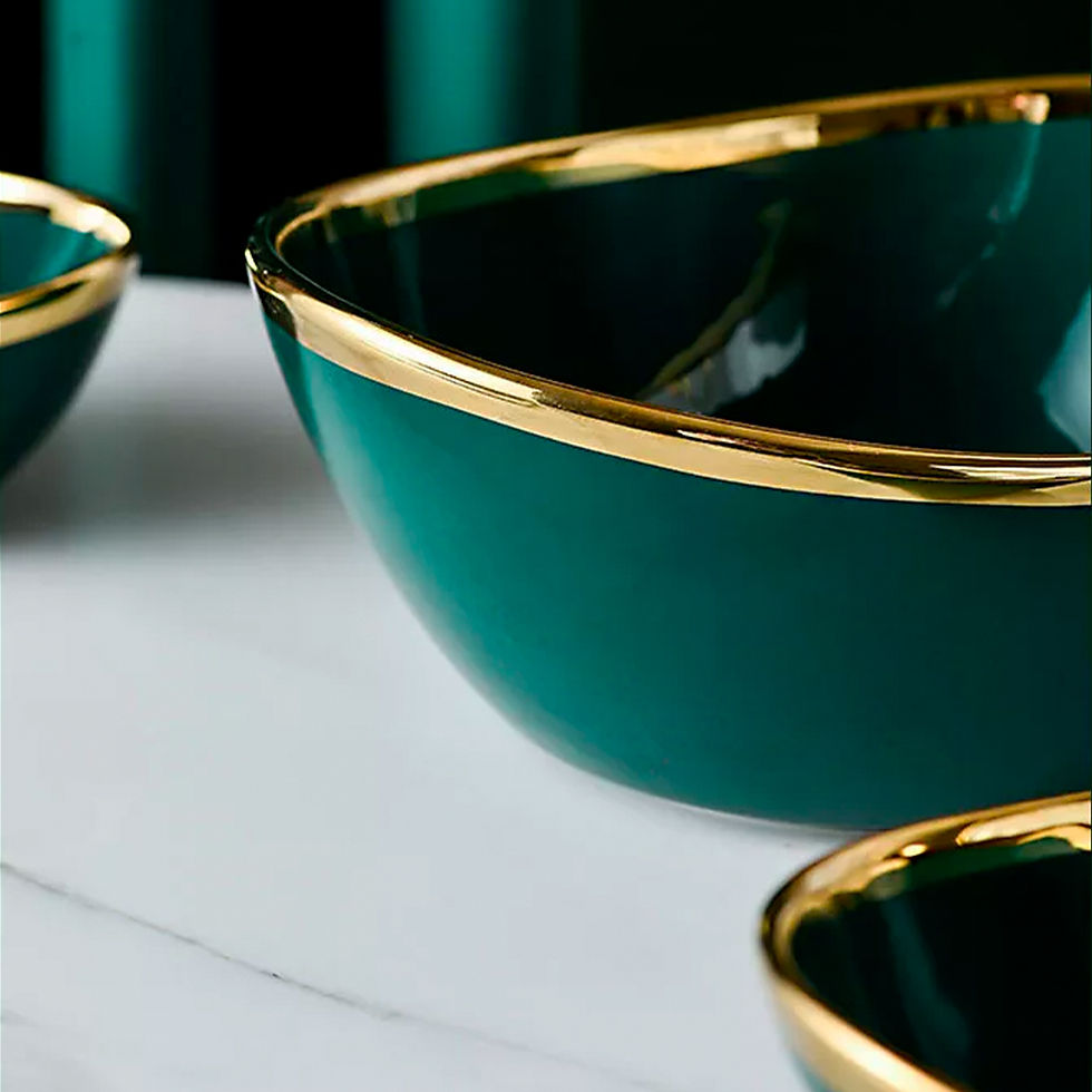 Thumbnail: Deep Green Glaze Ceramic Bowl  | 1 piece - L
