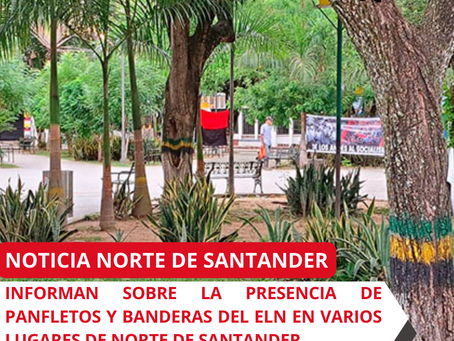 Informan sobre la presencia de panfletos y banderas del ELN en varios lugares de Norte de Santander