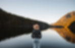 girl standing by lake, lake with mountain view