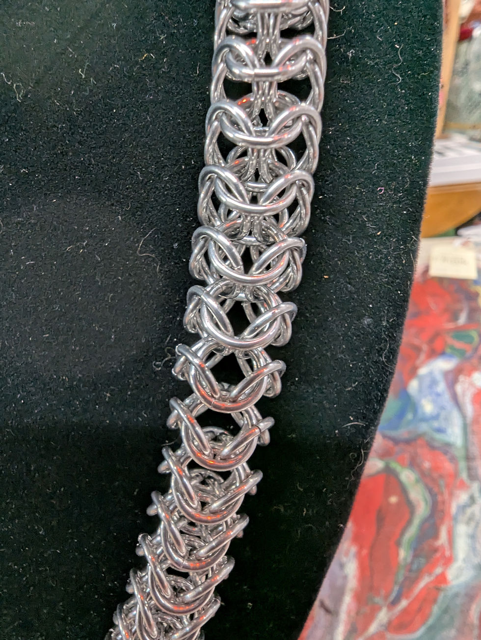 Thumbnail: Silver Plated Round Weave Chainmail Necklace (hypoallergenic/nickel free)