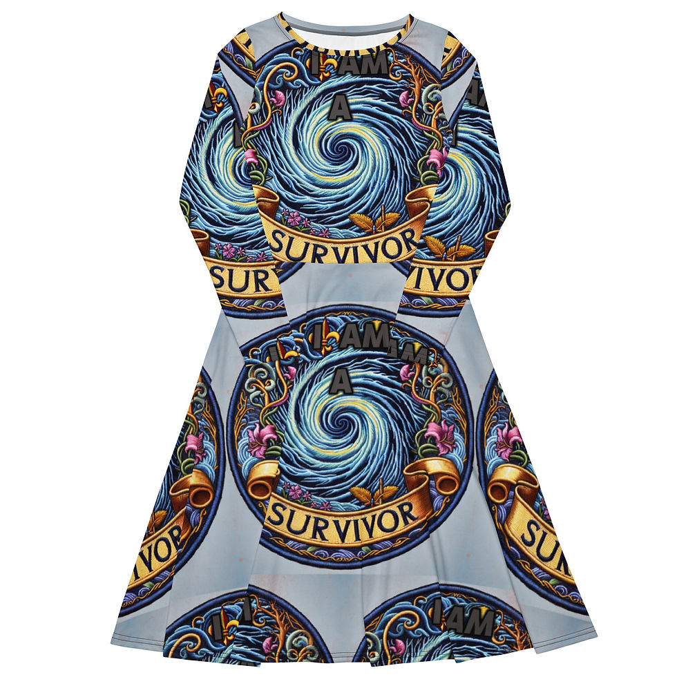 All-over print long sleeve midi dress