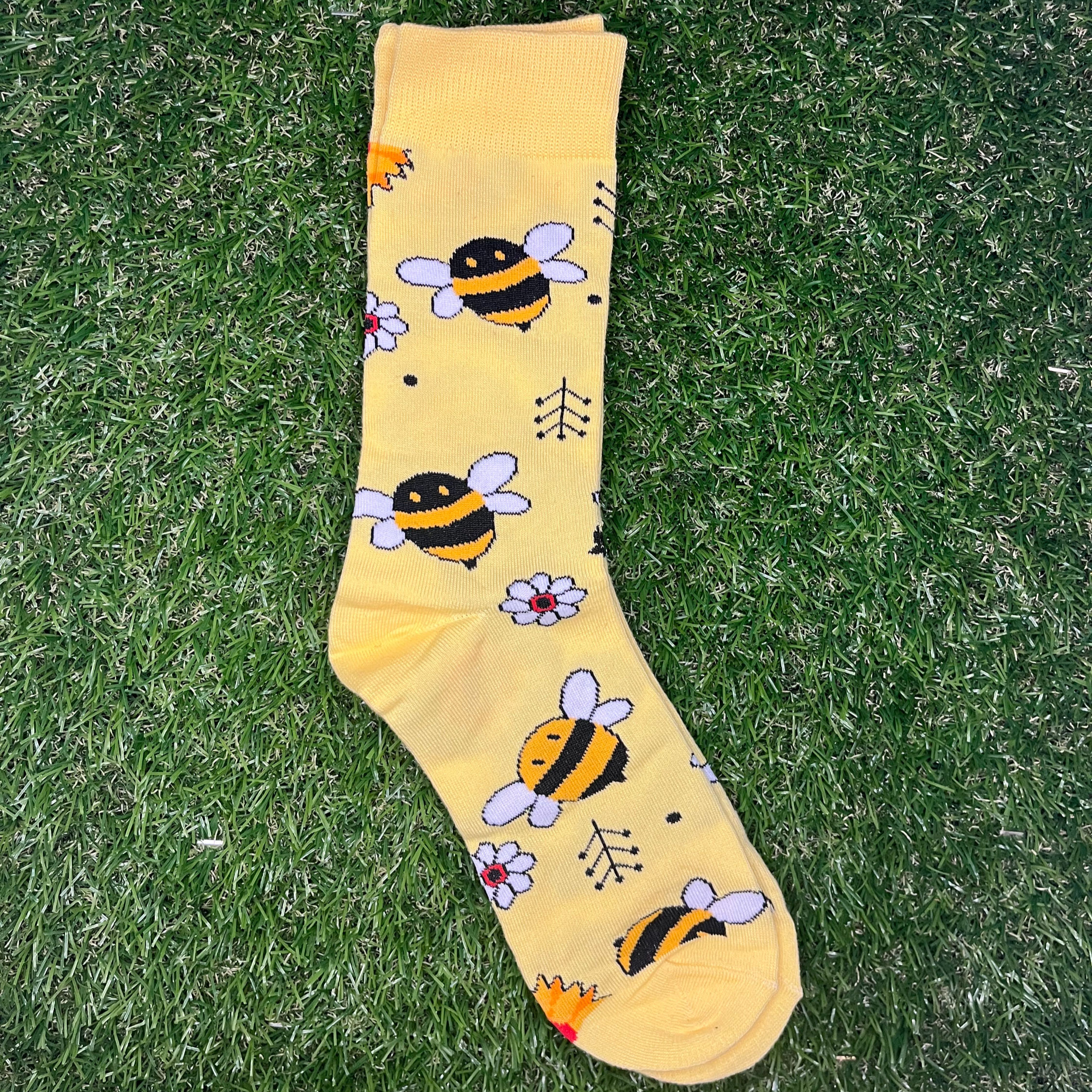 Yellow bee socks