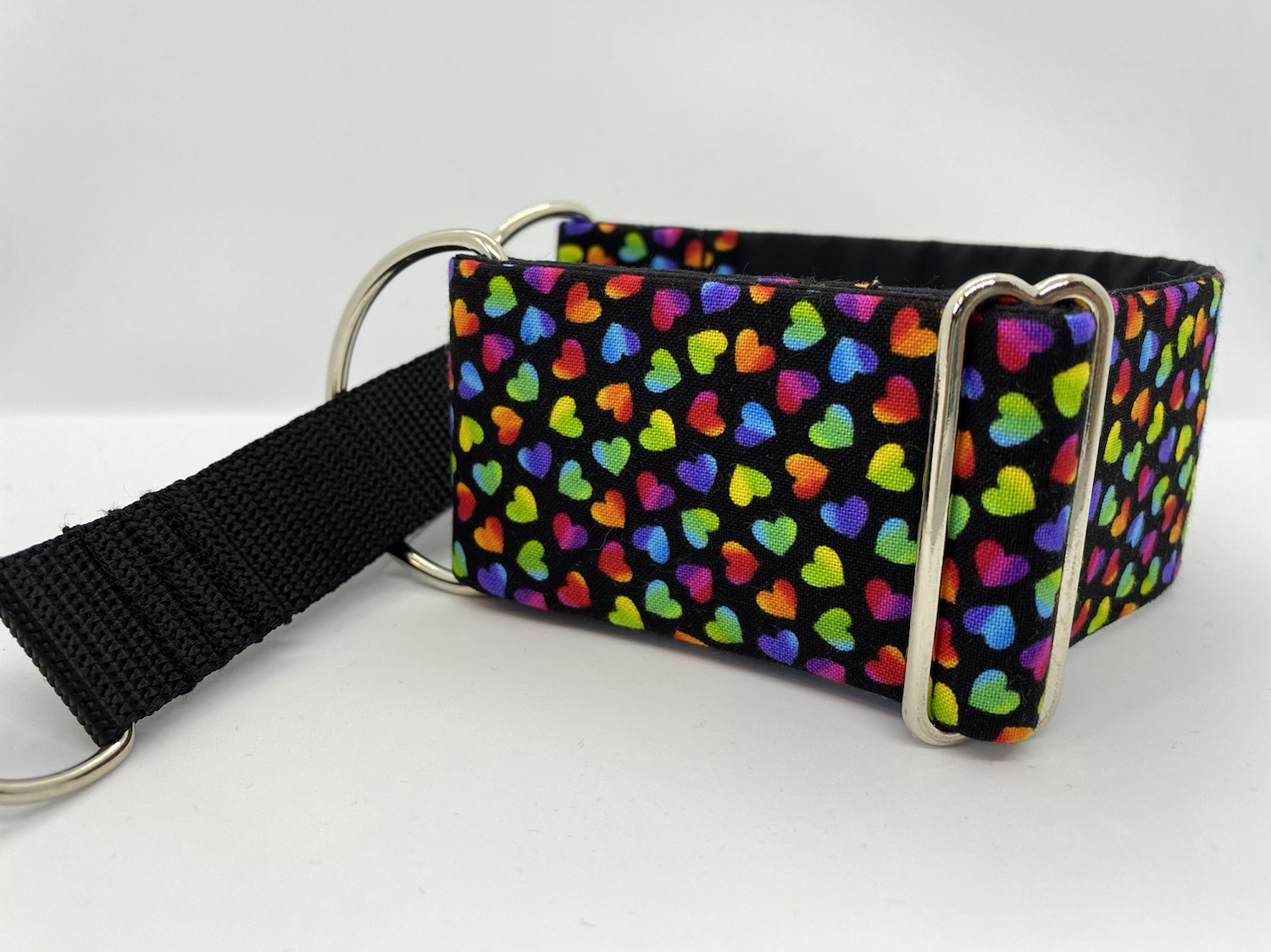 Bright red purple green orange hearts  martingale collar for dogs (greyhound, whippet, sighthound, lurcher)