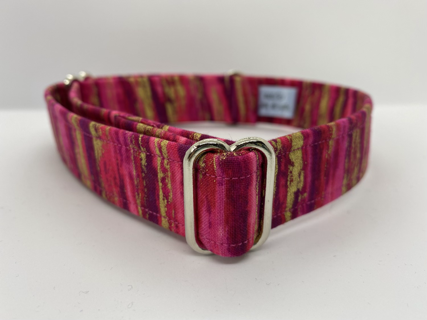 Pink and gold stripes house collar for dogs (greyhound, whippet, lurcher, sighthound)