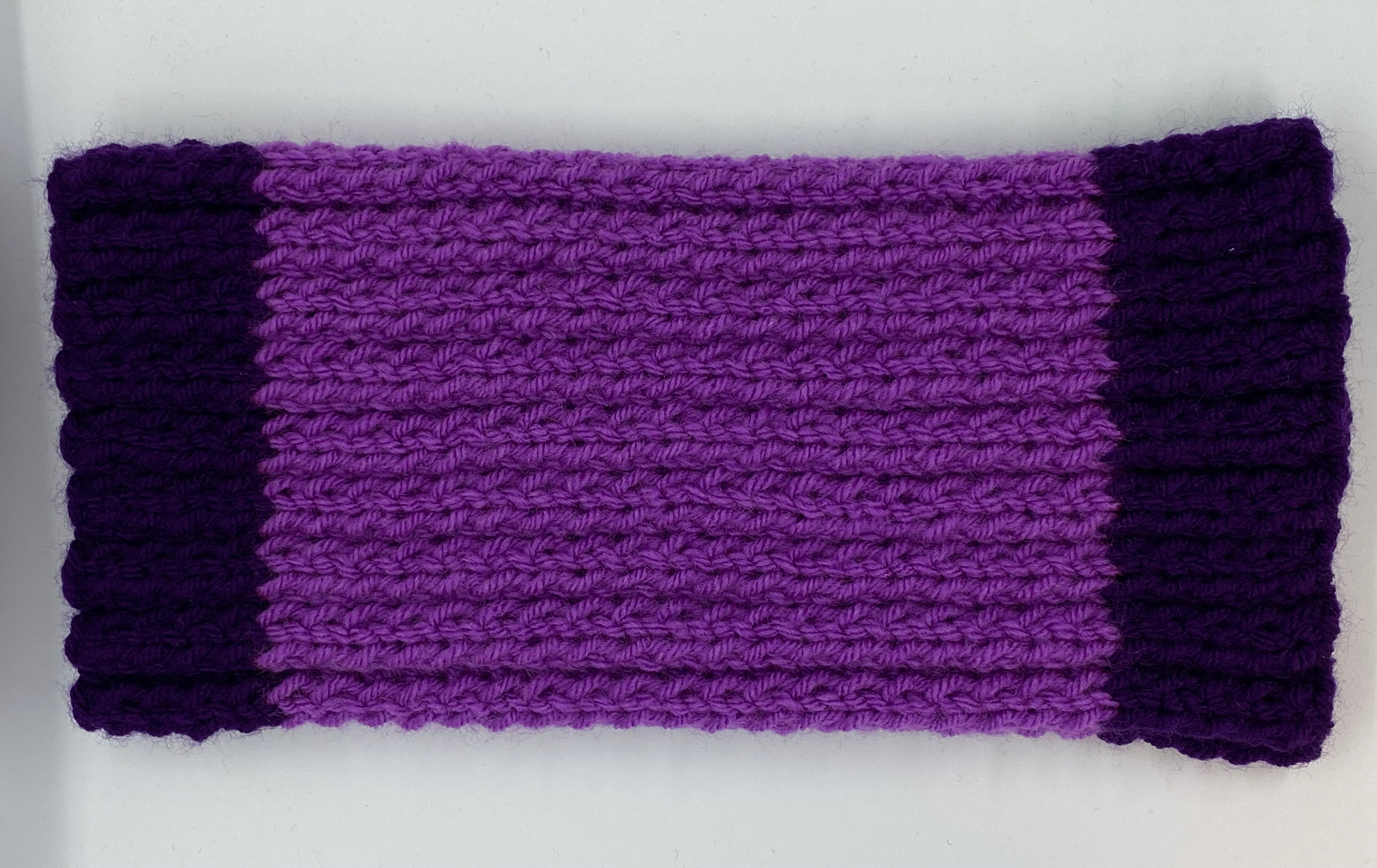 Two-tone purple wool snood for dogs who feel the cold (e.g. greyhound, whippet, sighthound, lurcher)