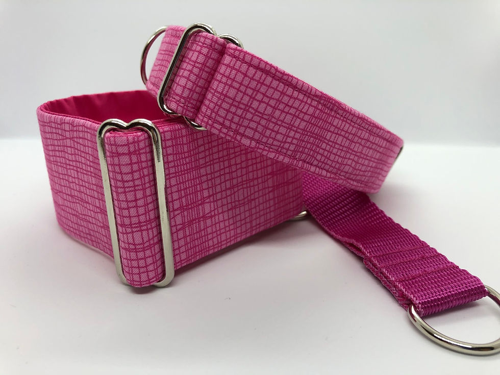 Thumbnail: Pink cable martingale and house collar for dogs (greyhound, whippet, lurcher)