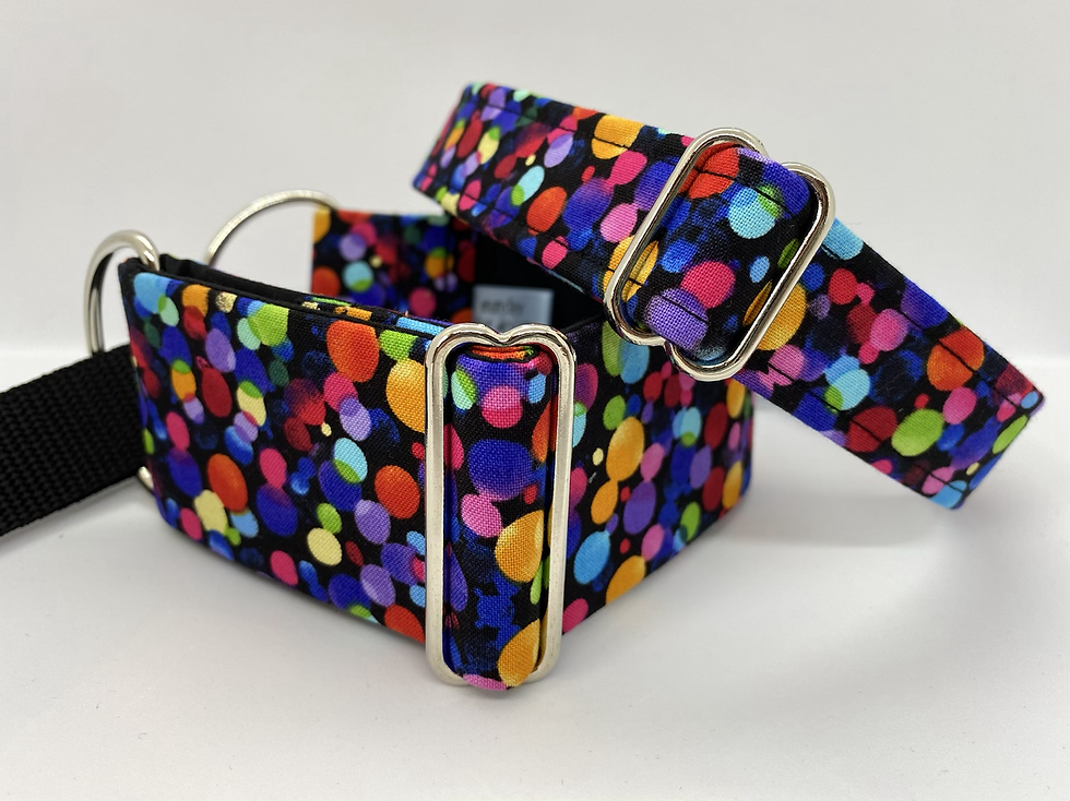 Thumbnail: multicoloured bright bubbles spots Martingale collar for dogs (sighthounds, Greyhound, whippet, lurcher)