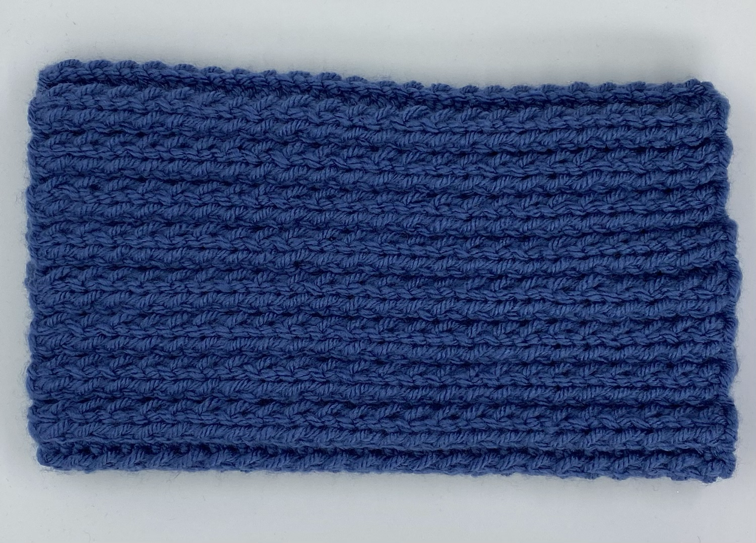 Denim blue knitted snood for dogs who feel the cold (greyhound, whippet, lurcher, sighthound)