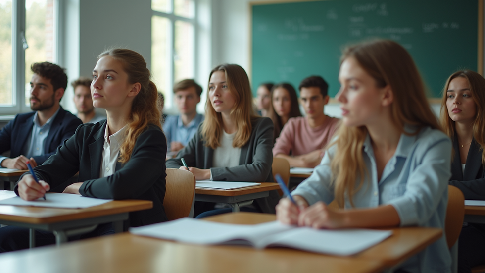 Eye-level view of a classroom filled with engaged students