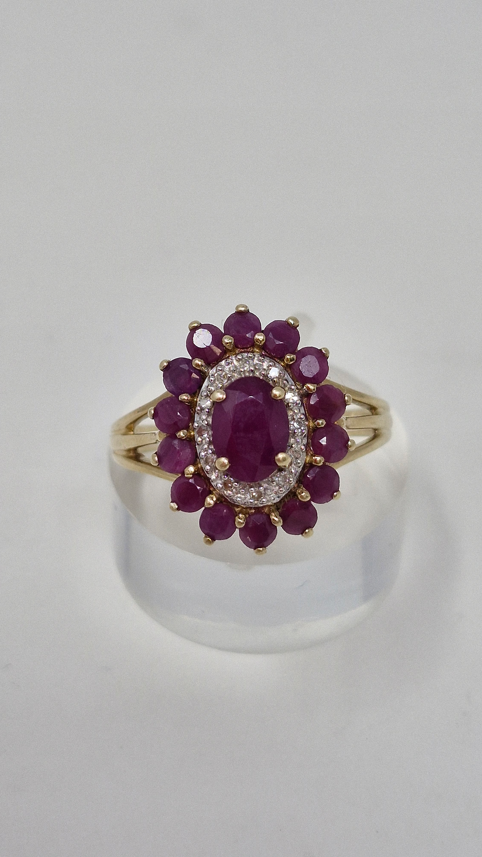 Thumbnail: 9ct Gold Ruby and Diamond Cluster Ring