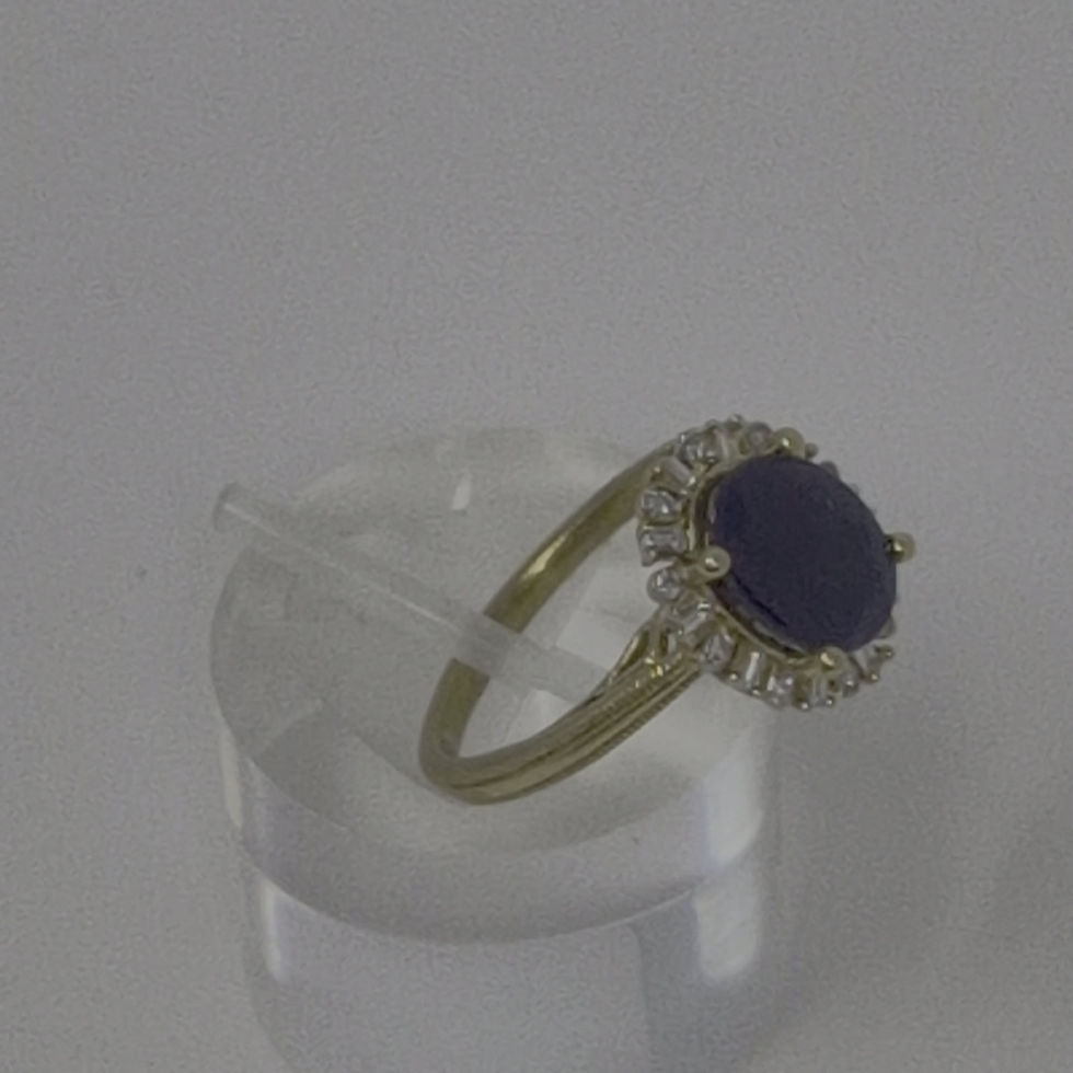 Thumbnail: 18ct Gold Sapphire Corundum with a Diamond Halo