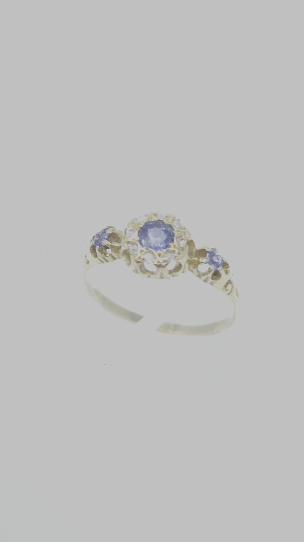 Thumbnail: 18ct Gold Sapphire and Diamond Cluster Belcher Ring
