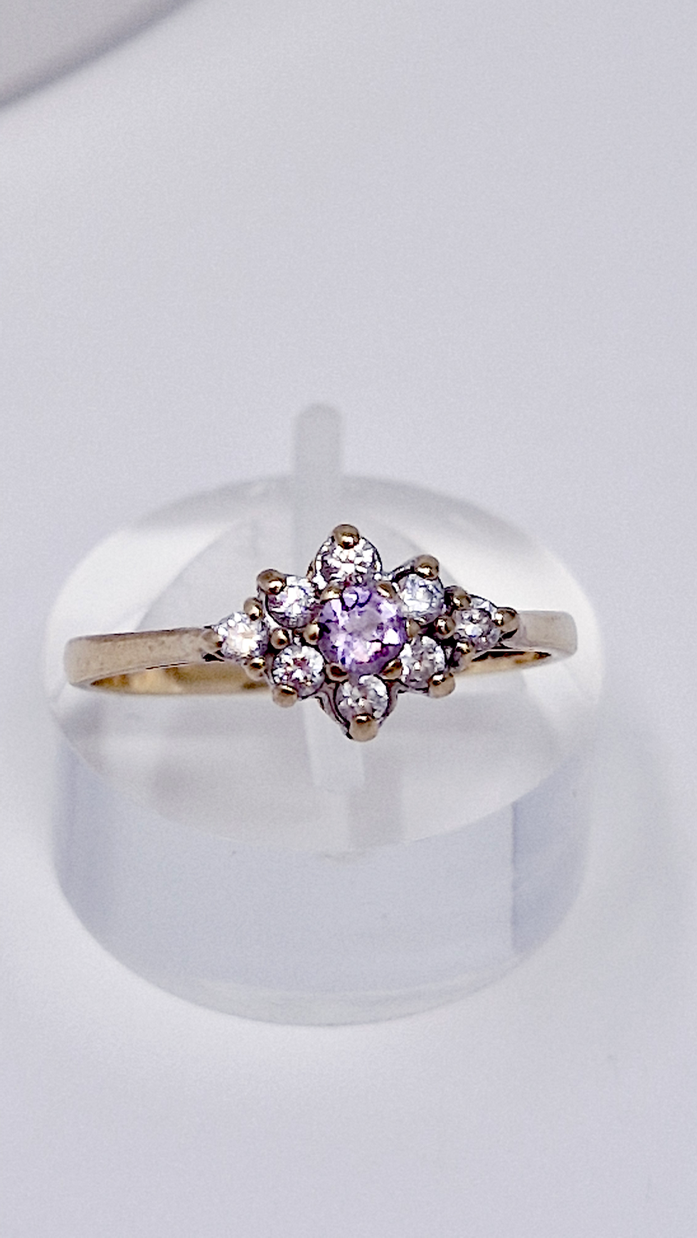9ct Gold Amethyst and Quartz Ring