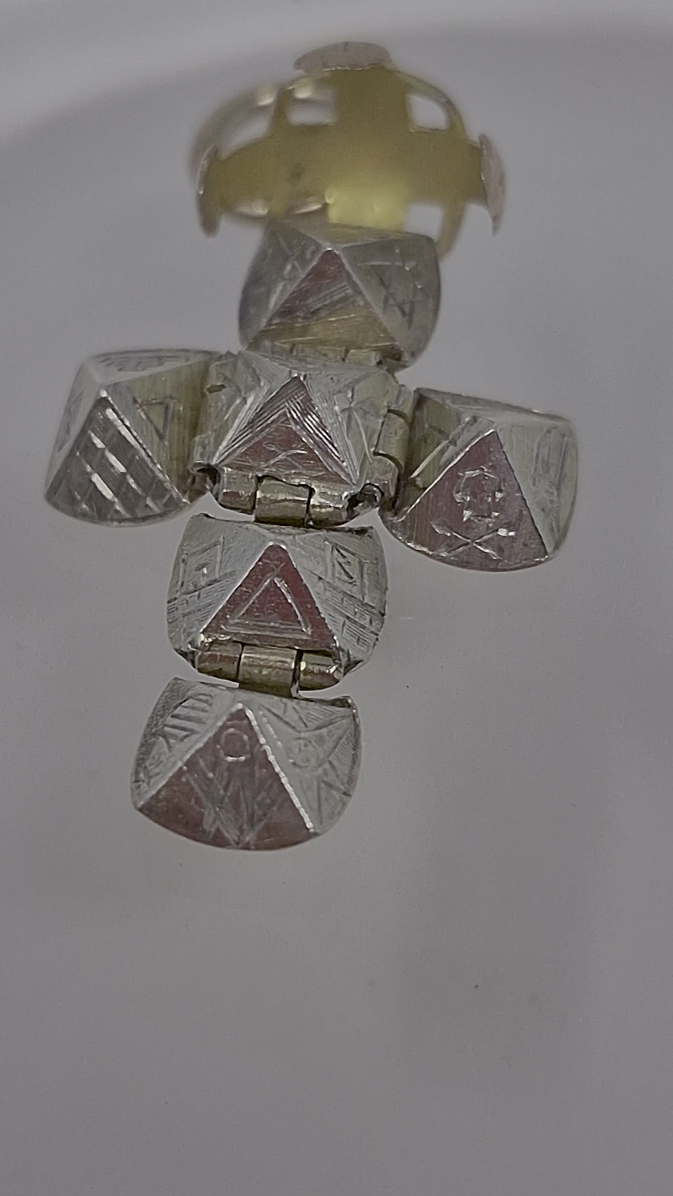 Thumbnail: 9ct Rose Gold on Silver Masonic Ball / Orb / Fob - Opens to Cross