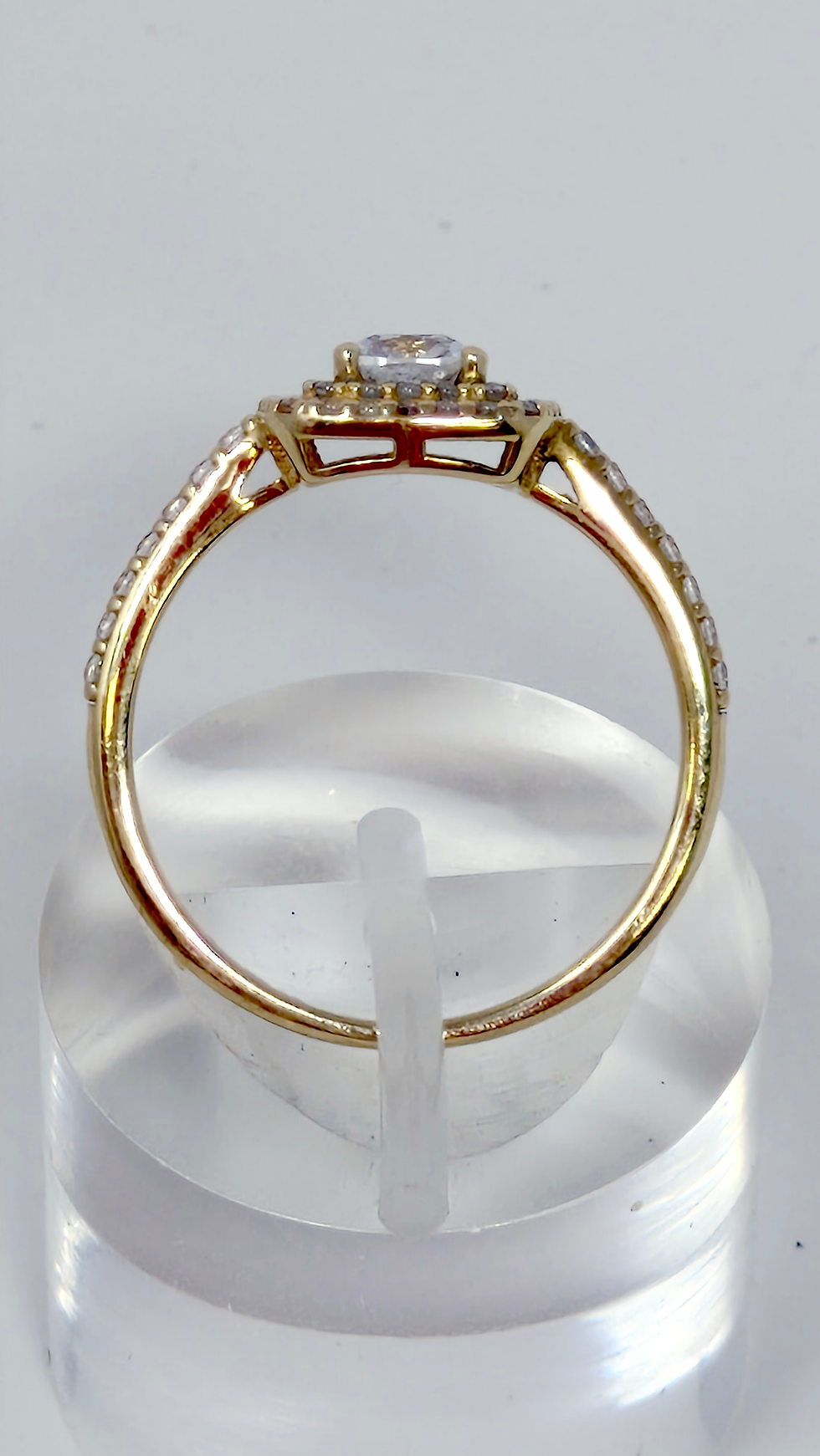 Thumbnail: 9ct Gold Square CZ Halo Ring