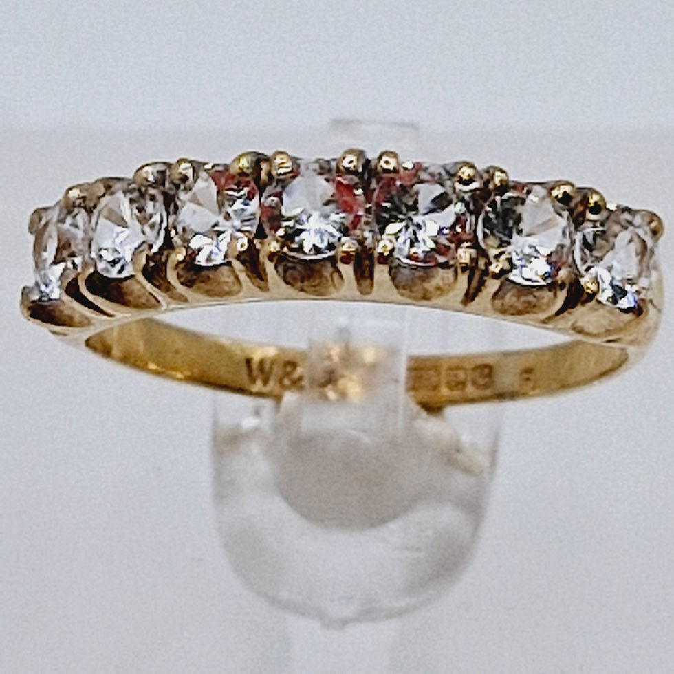 9ct Gold Ring set with seven Quartz Gemstones -