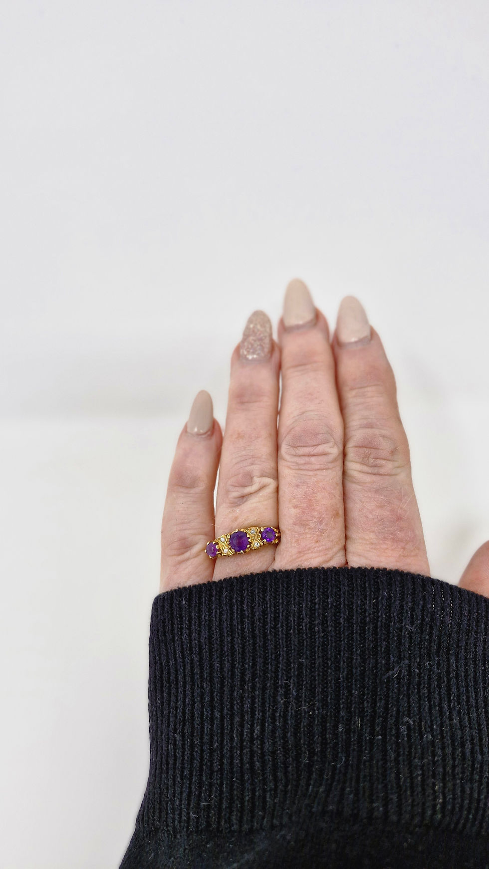 Thumbnail: 9ct Gold Amethyst and Diamond Eternity Ring