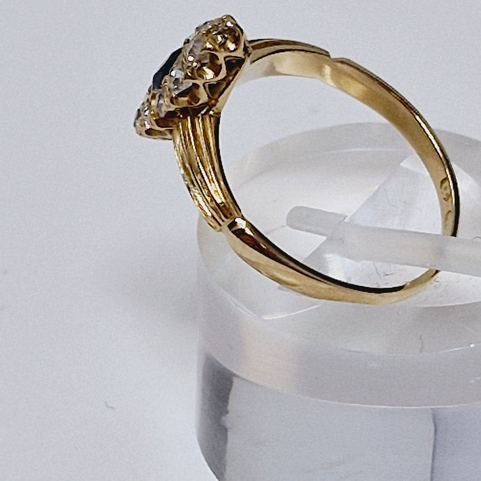Thumbnail: 9ct Gold Art Deco Diamond and Sapphire Ring
