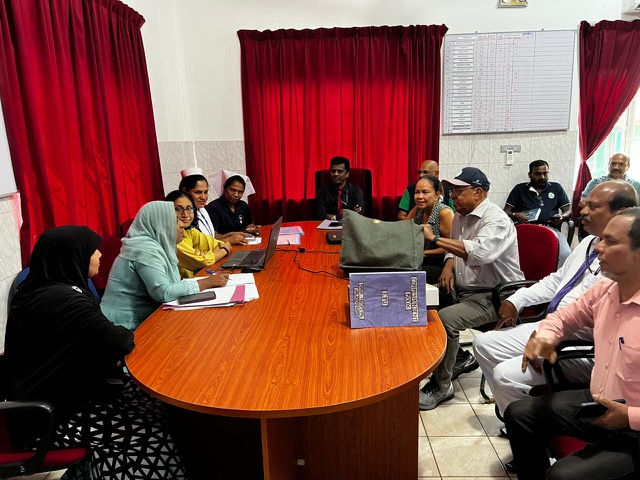 Meeting with hospital staff. Project CURE Manager Rose Polycarpio, RN - hospital inspection and validation.