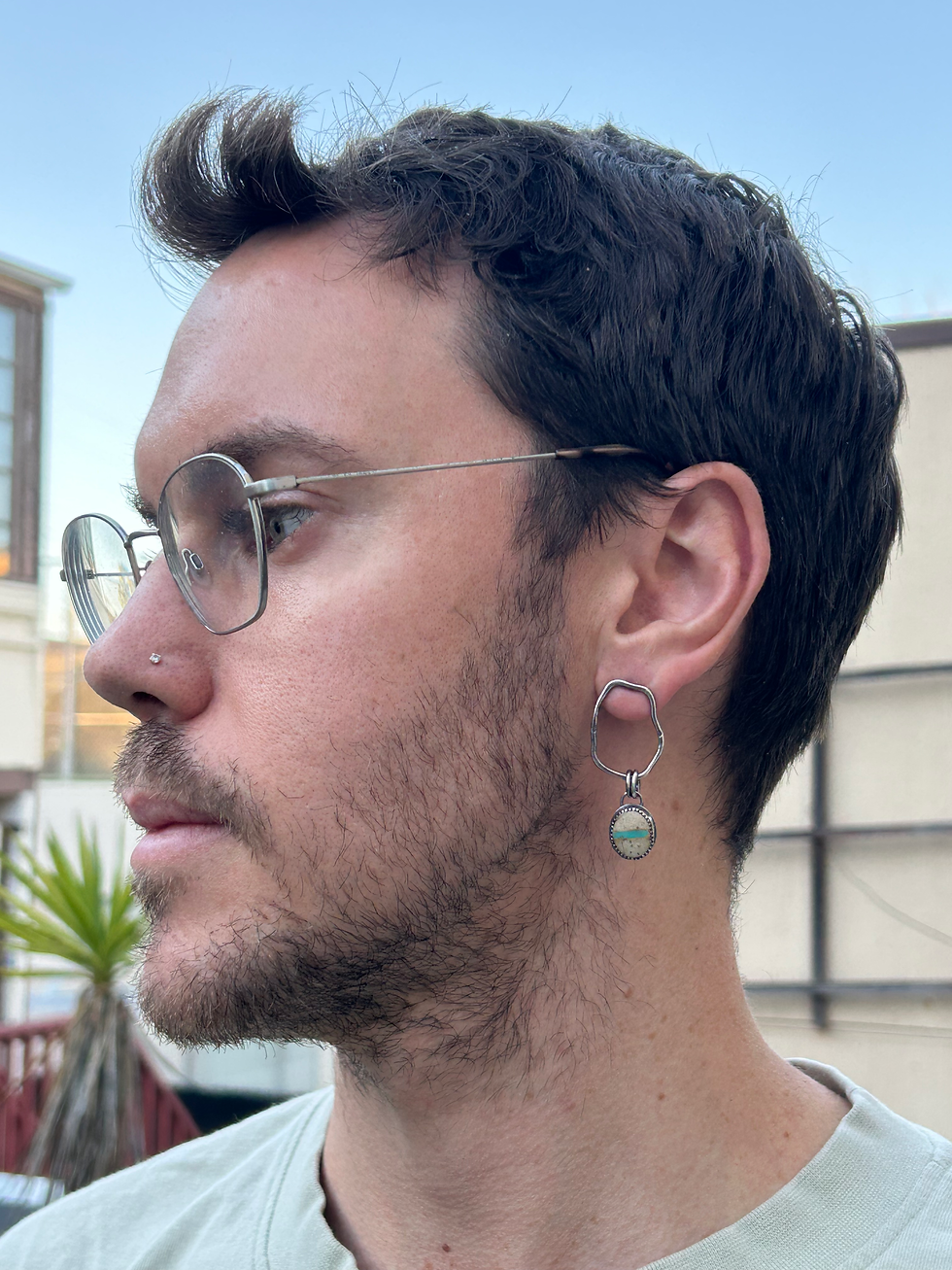 Thumbnail: Royston Ribbon Turquoise and Sterling Silver Post Earrings
