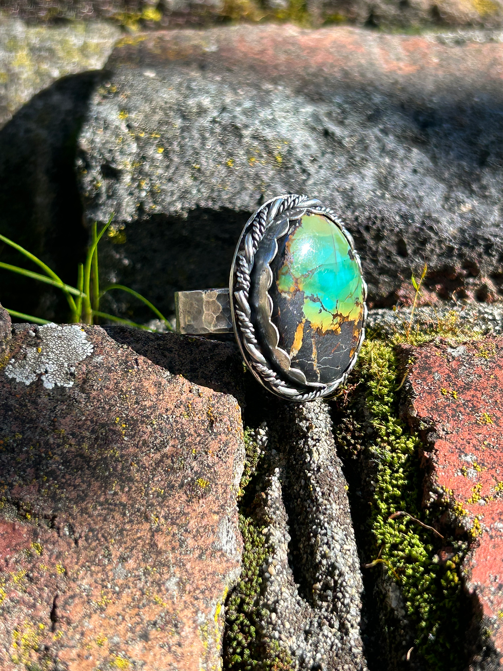 Thumbnail: Natural Desert Springs Turquoise and Sterling Silver Ring (s 9)