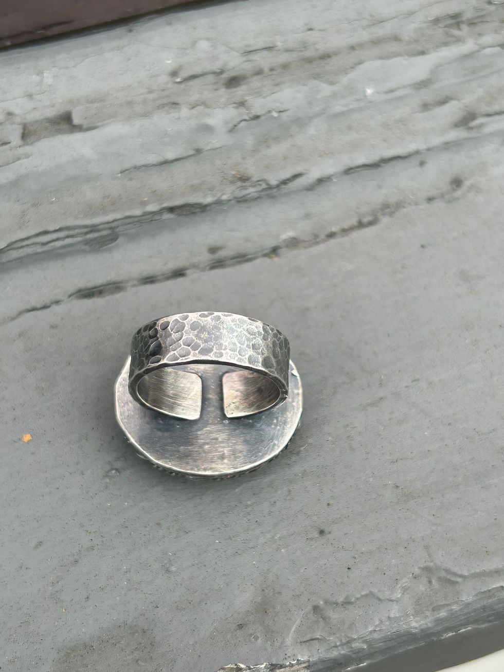 Thumbnail: Blackjack Turquoise and Sterling Silver Ring (s 6.75)