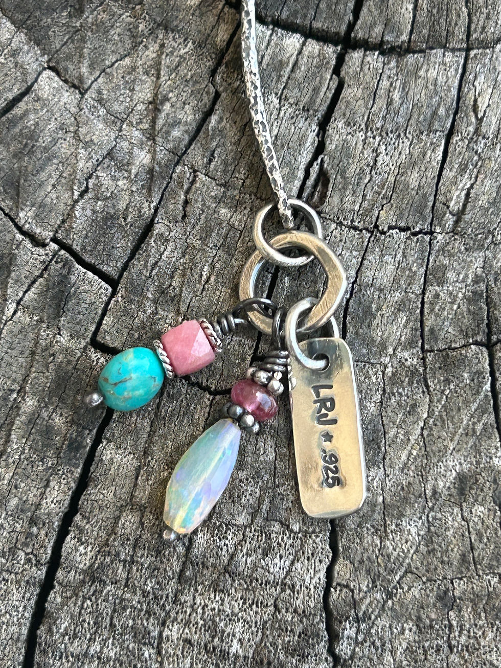 Thumbnail: Hand Forged Sterling Silver Chain Bracelet with Gemstone Accents