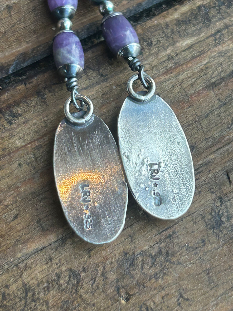 Thumbnail: Serpentine, Spurrite and Sterling Silver Earrings