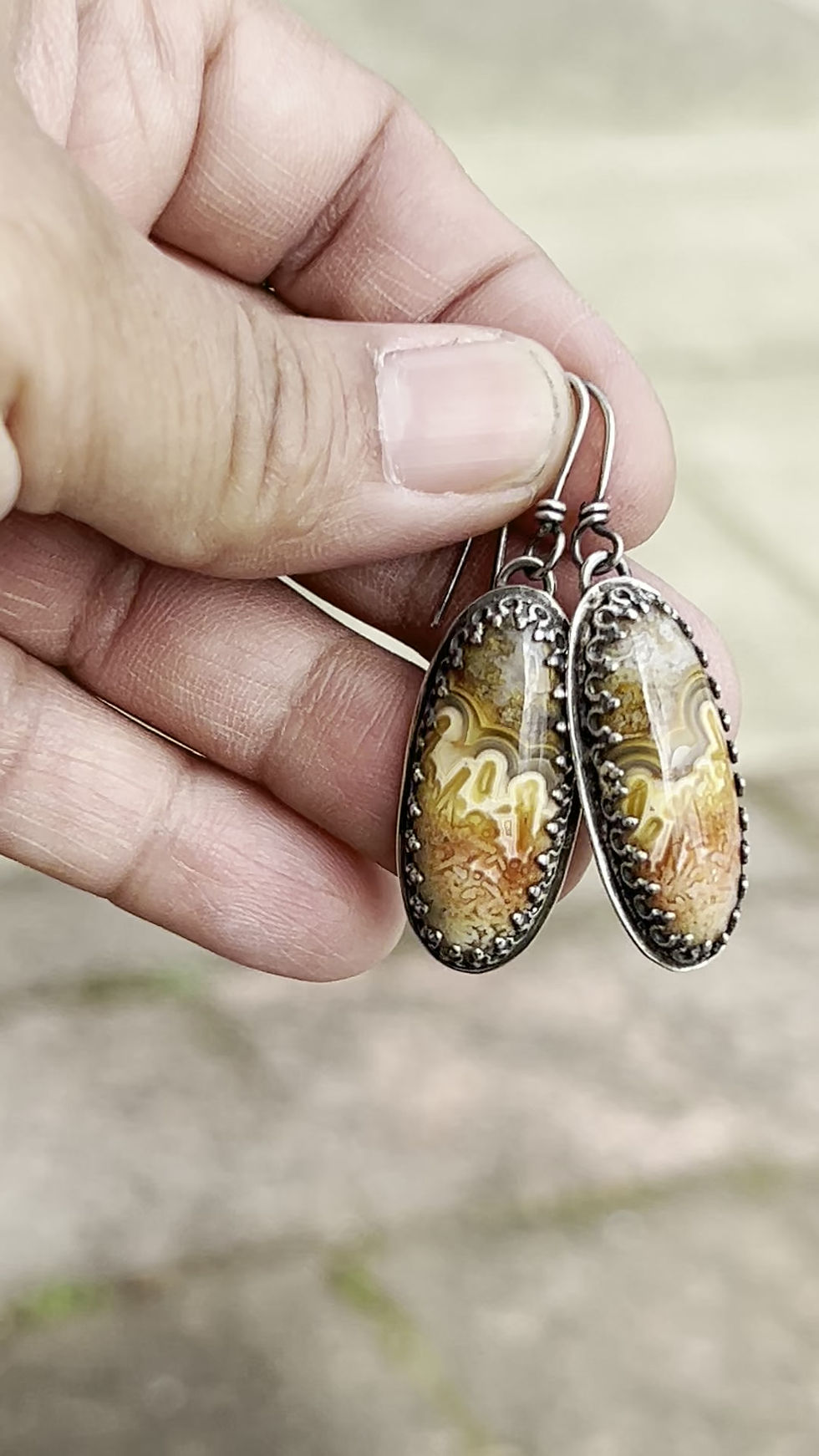 Thumbnail: Crazy Lace Agate and Sterling Silver Earrings