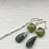 Seraphinite, Vesuvianite and Sterling Silver Threaders