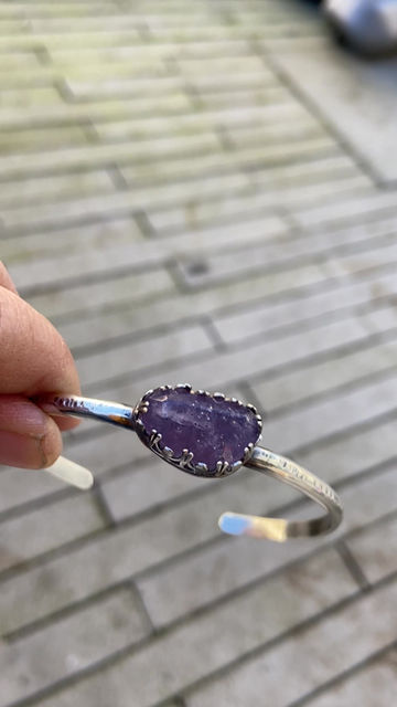 Thumbnail: Natural Pyrite in Fluorite and Sterling Silver  Bangle Cuff
