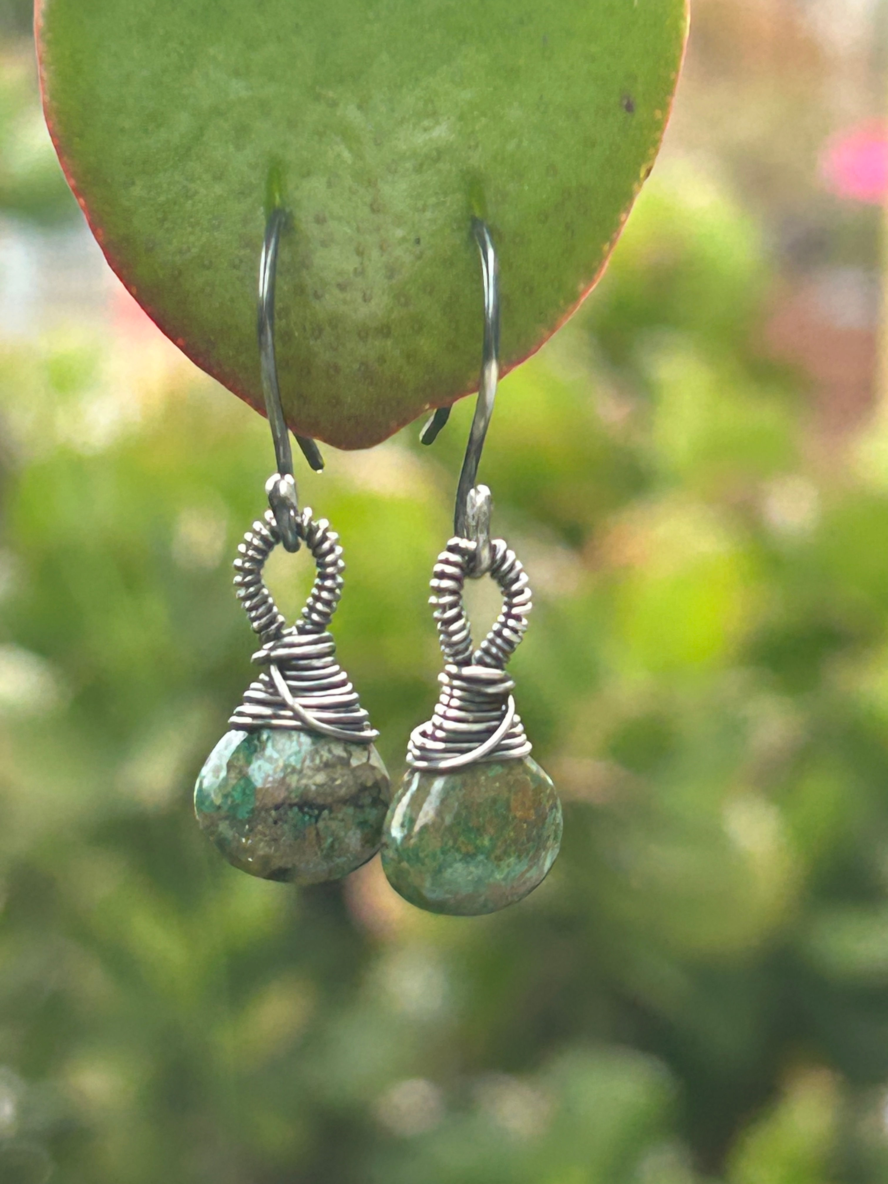 Malachite Azurite and Sterling Silver Earrings