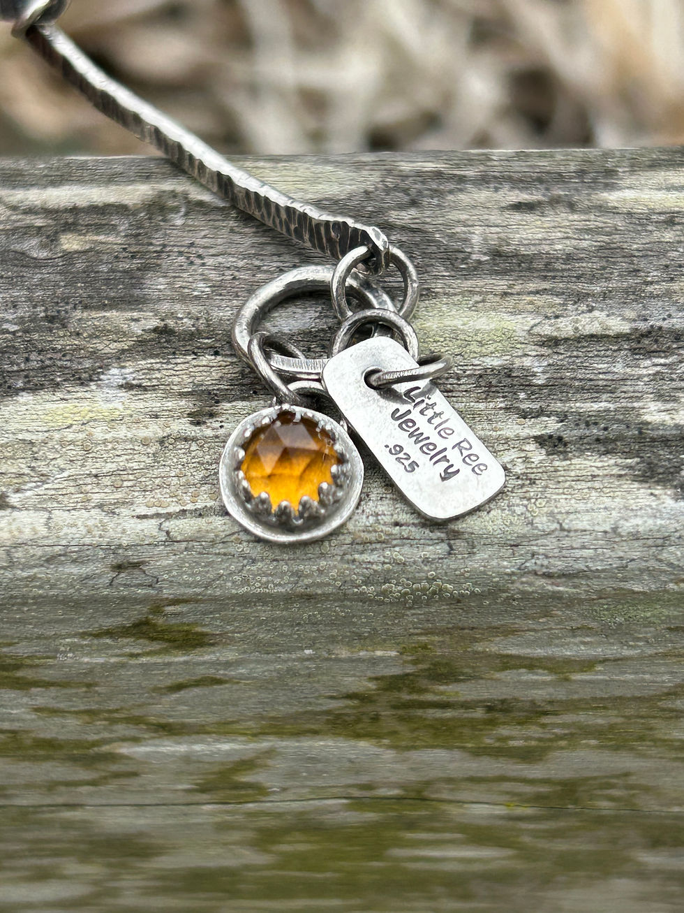 Thumbnail: Hand Forged Oxidized Sterling Silver Chain with Tourmaline Accent
